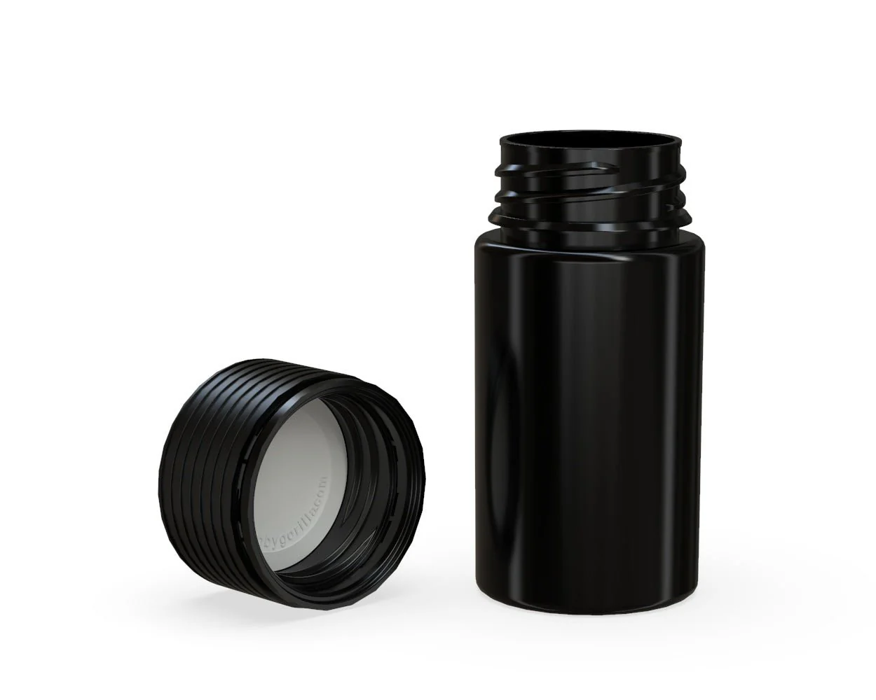 CHUBBY GORILLA | Child Resistant Black Plastic Mini Spiral Jar w/ Black Cap | 55mm - 1oz - 200 Count - Image 4