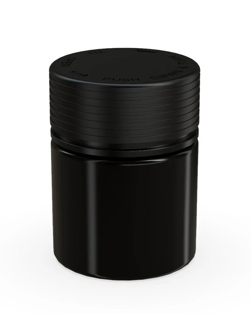 CHUBBY GORILLA | Child Resistant Black Plastic Thick Wall Spiral Jar w/ Black Cap | 55mm - 2oz - 150 Count - Image 2