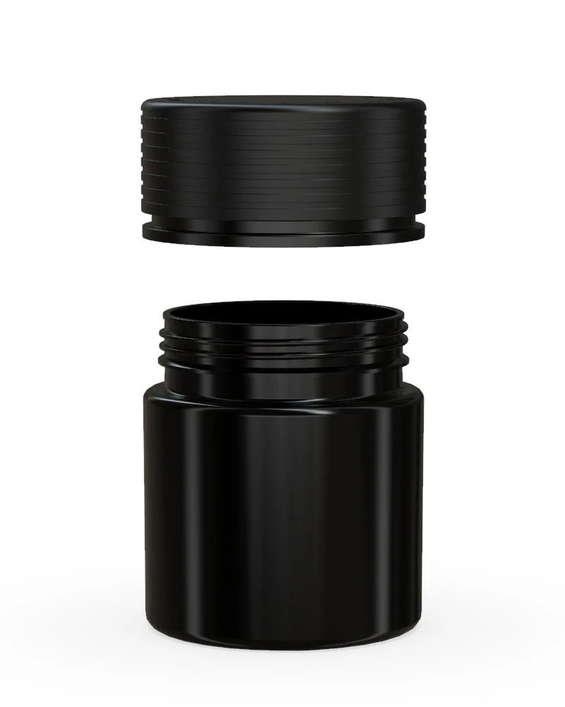 CHUBBY GORILLA | Child Resistant Black Plastic Thick Wall Spiral Jar w/ Black Cap | 55mm - 2oz - 150 Count - Image 3