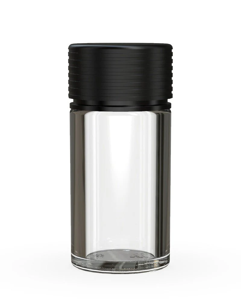CHUBBY GORILLA Child Resistant Clear Plastic Mini Spiral Jar w/ Black Cap | 55mm - 1oz | Sample