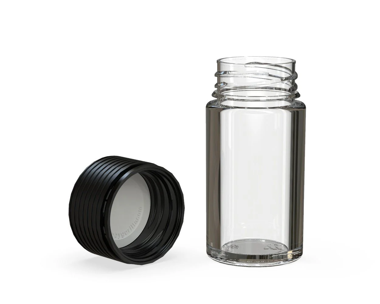 CHUBBY GORILLA | Child Resistant Clear Plastic Mini Spiral Jar w/ Black Cap | 55mm - 1oz - 200 Count - Image 4