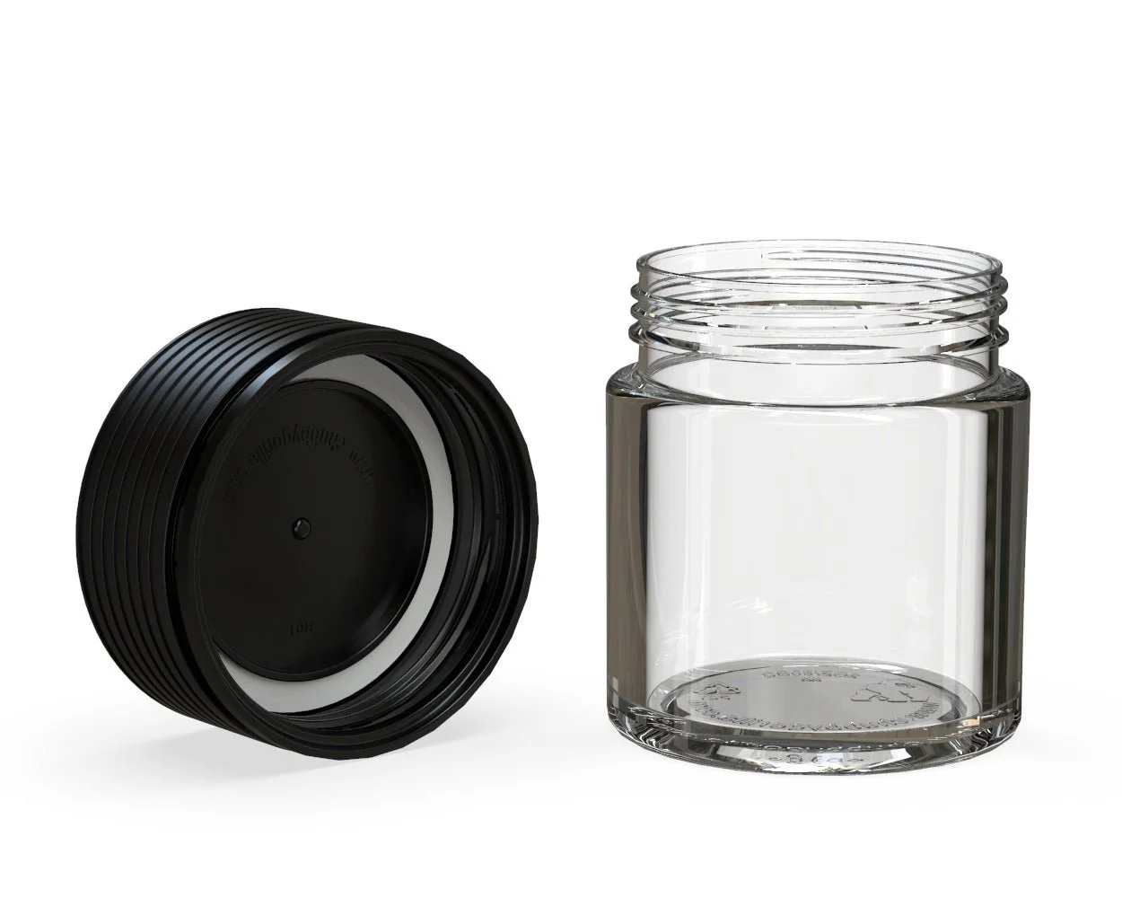 CHUBBY GORILLA | Child Resistant Clear Plastic Thick Wall Spiral Jar w/ Black Cap | 55mm - 2oz - 150 Count - Image 4
