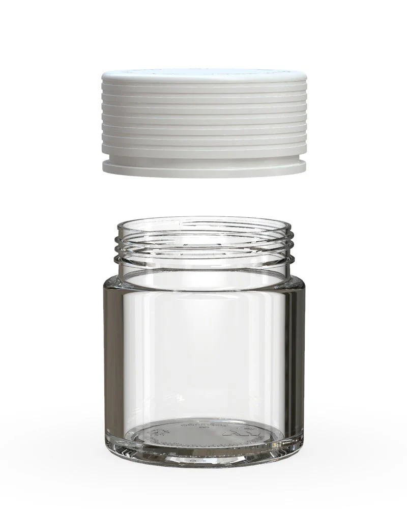 CHUBBY GORILLA | Child Resistant Clear Plastic Thick Wall Spiral Jar w/ White Cap | 55mm - 2oz - 150 Count - Image 3