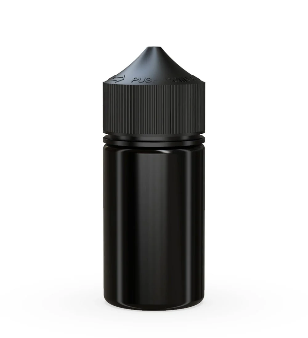 CHUBBY GORILLA | Child Resistant Mini Unicorn PET Dropper Bottles Black | 60mL - w/ Black Lid - 500 Count
