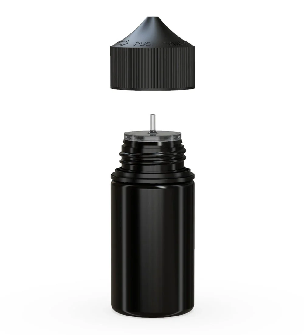 CHUBBY GORILLA | Child Resistant Mini Unicorn PET Dropper Bottles Black | 60mL - w/ Black Lid - 500 Count - Image 2