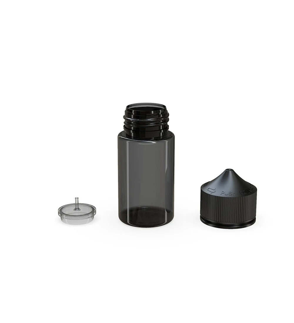 CHUBBY GORILLA | Child Resistant Mini Unicorn PET Dropper Bottles Transparent Black | 60mL - w/ Black Lid - 500 Count - Image 4