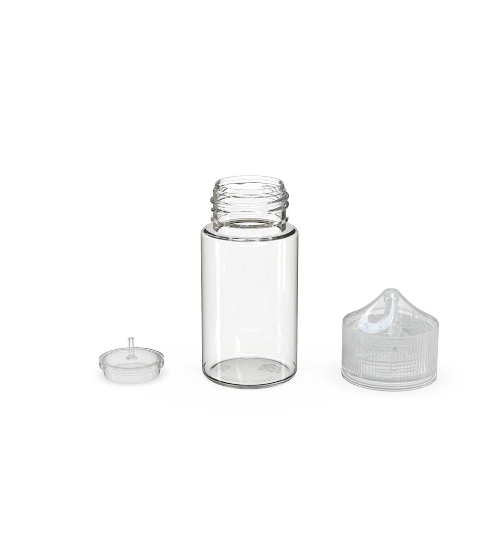 CHUBBY GORILLA | Child Resistant Mini Unicorn PET Dropper Bottles Clear | 60mL - w/ Clear Lid - 500 Count - Image 4