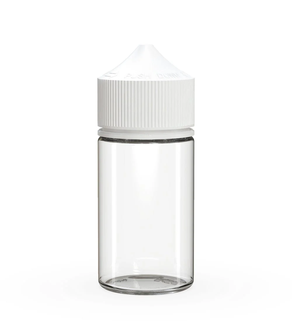 CHUBBY GORILLA | Child Resistant Mini Unicorn PET Dropper Bottles Clear | 60mL - w/ White Lid - 500 Count