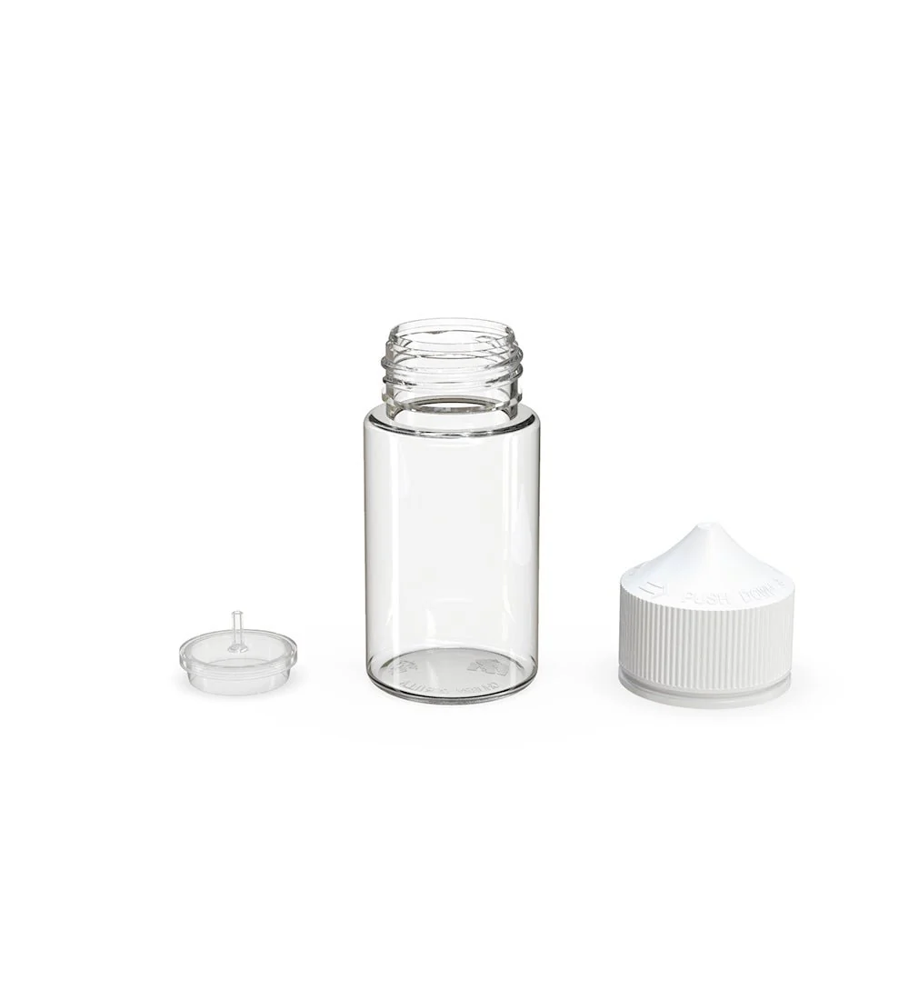CHUBBY GORILLA | Child Resistant Mini Unicorn PET Dropper Bottles Clear | 60mL - w/ White Lid - 500 Count - Image 4