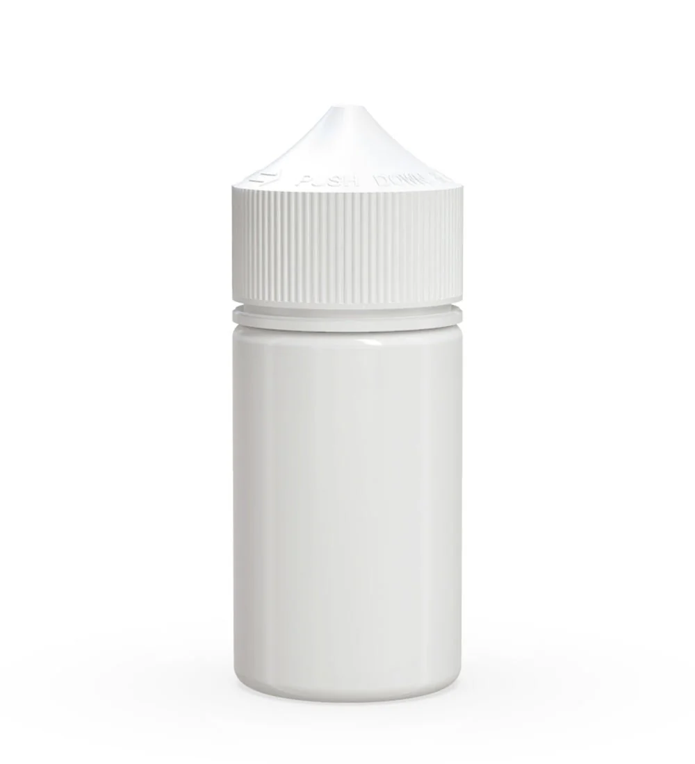 CHUBBY GORILLA Child Resistant Mini Unicorn PET Dropper Bottles White | 60mL - w/ White Lid | Sample