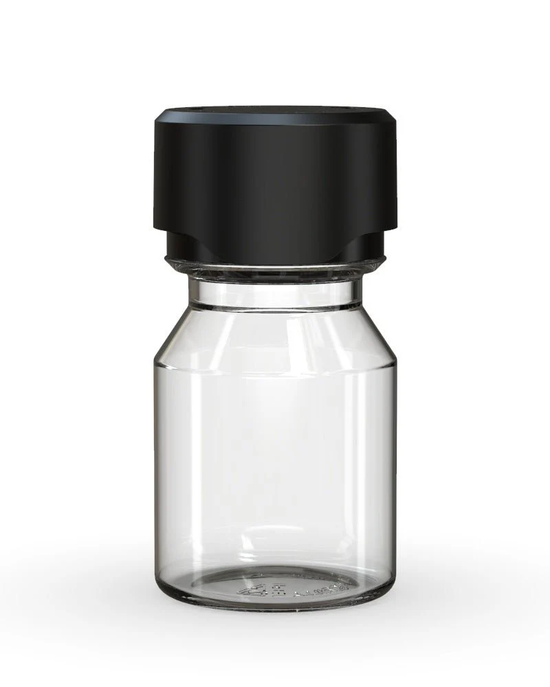 CHUBBY GORILLA | Child Resistant Stubby Aviator Shot Bottles Clear | 30mL - w/ Black Lid - 800 Count