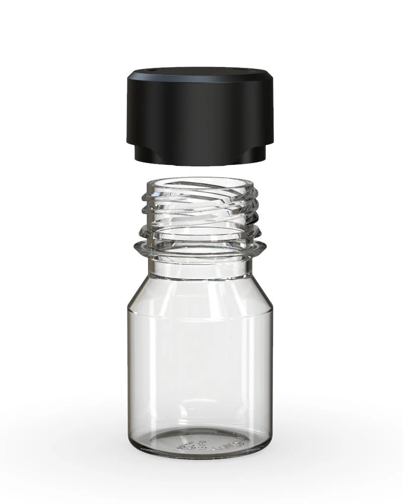 CHUBBY GORILLA | Child Resistant Stubby Aviator Shot Bottles Clear | 30mL - w/ Black Lid - 800 Count - Image 3