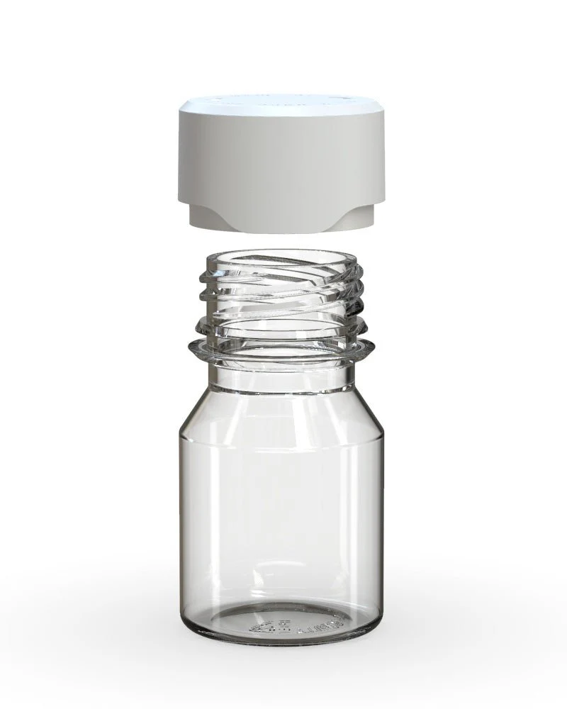 CHUBBY GORILLA | Child Resistant Stubby Aviator Shot Bottles Clear | 30mL - w/ White Lid - 800 Count - Image 3