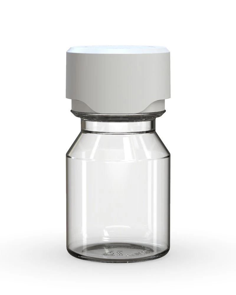 CHUBBY GORILLA Child Resistant Stubby Aviator Shot Bottles Clear | 30mL - w/ White Lid | Sample
