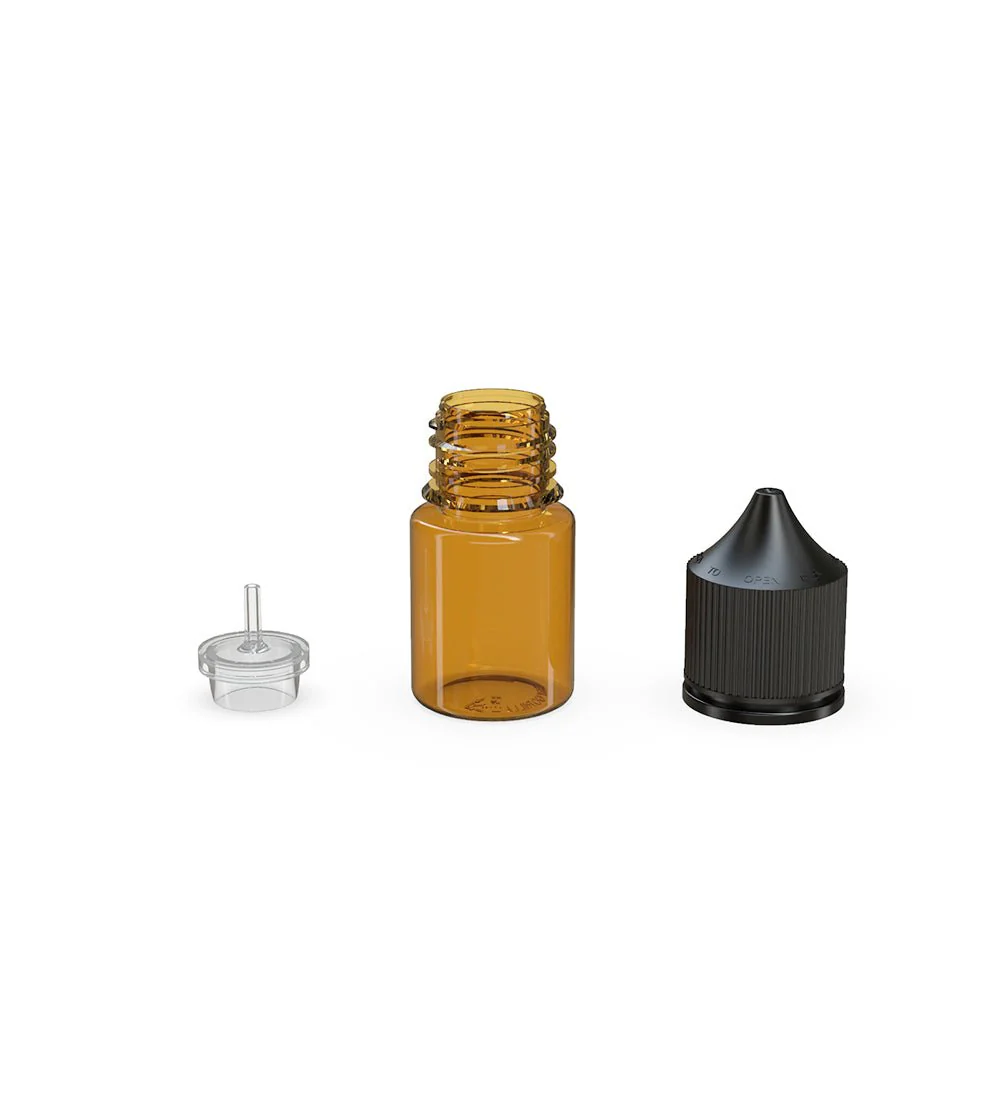 CHUBBY GORILLA | Child Resistant Stubby Unicorn PET Dropper Bottles Amber | 20mL - w/ Black Lid - 1000 Count - Image 4