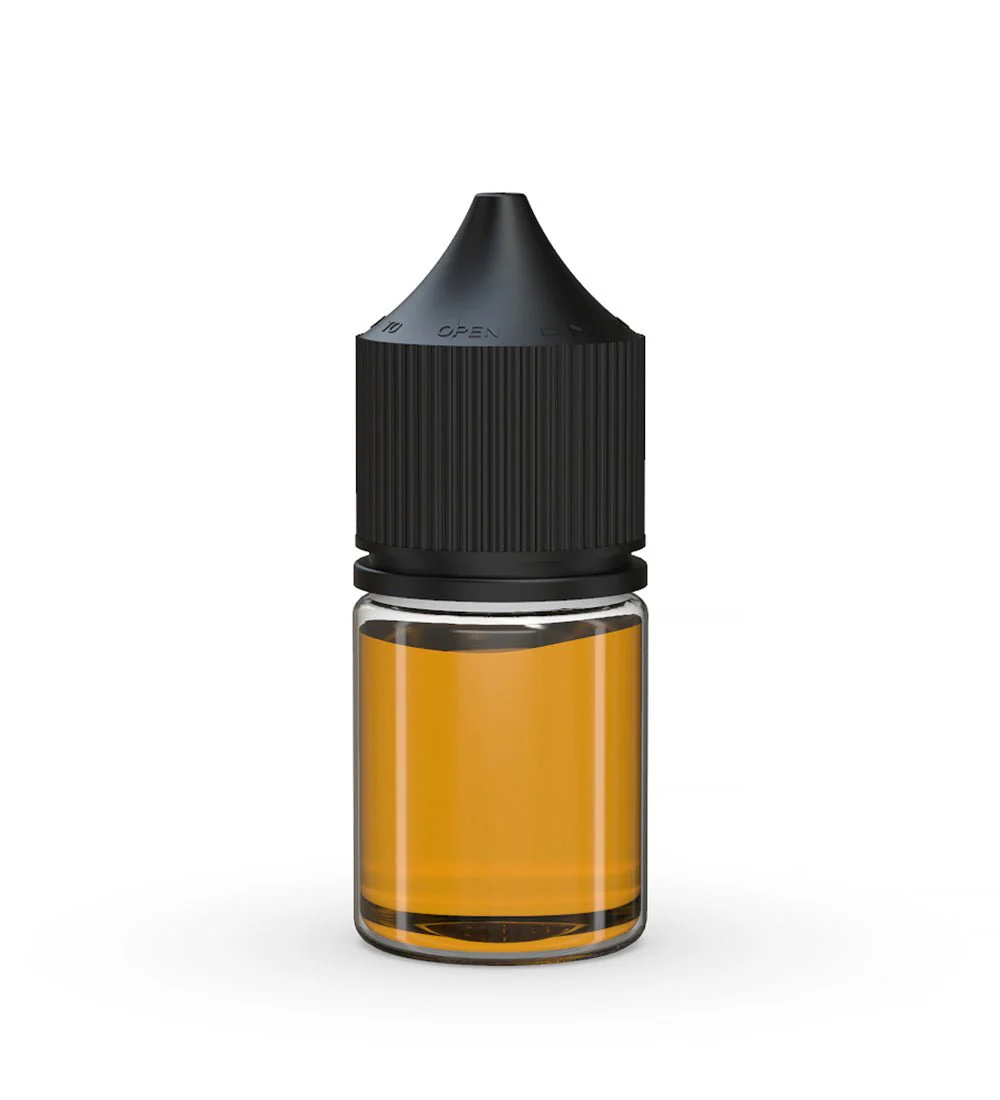 CHUBBY GORILLA | Child Resistant Stubby Unicorn PET Dropper Bottles Clear | 20mL - w/ Black Lid - 1000 Count - Image 3