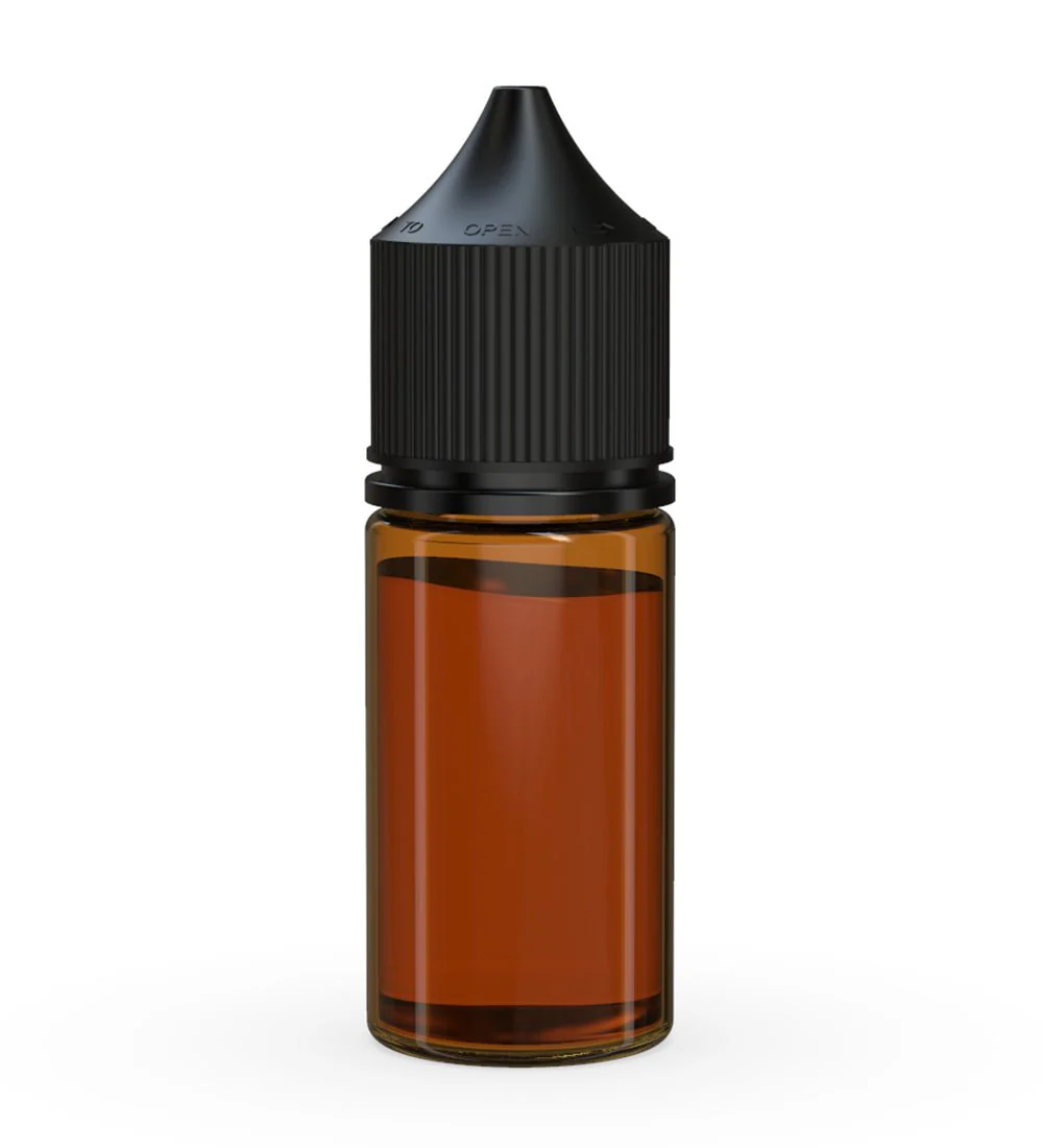 CHUBBY GORILLA | Child Resistant Stubby Unicorn PET Dropper Bottles Amber | 30mL - w/ Black Lid - 1000 Count - Image 3