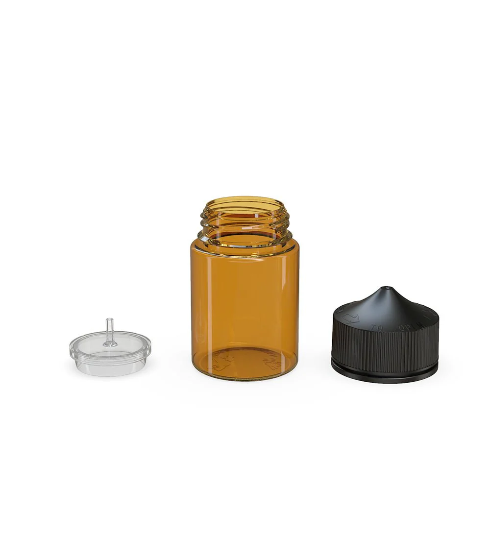 CHUBBY GORILLA | Child Resistant Stubby Unicorn PET Dropper Bottles Amber | 60mL - w/ Black Lid - 500 Count - Image 4