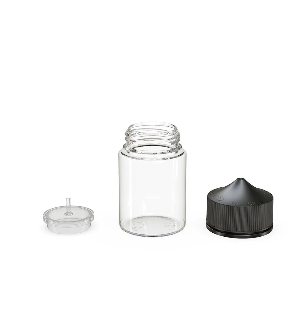 CHUBBY GORILLA | Child Resistant Stubby Unicorn PET Dropper Bottles Clear | 60mL - w/ Black Lid - 500 Count - Image 4