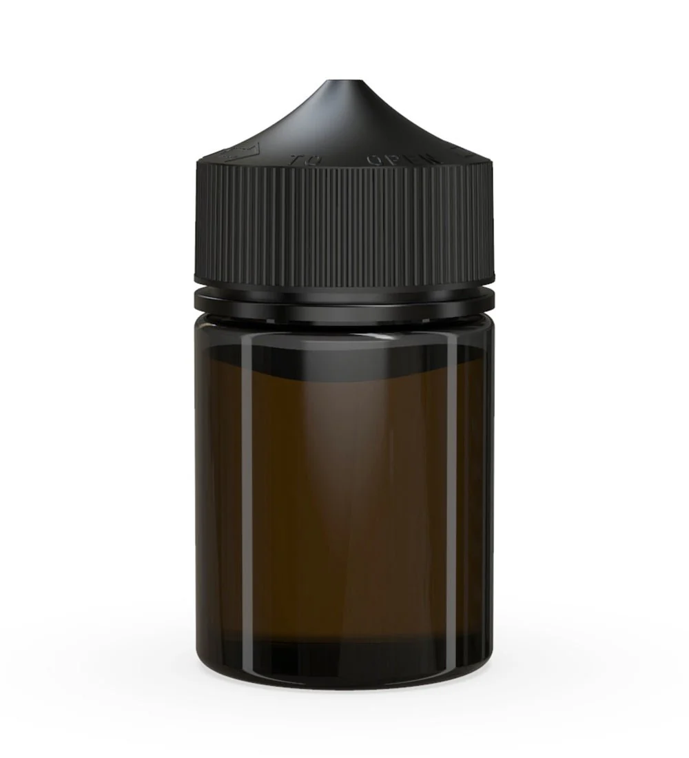 CHUBBY GORILLA | Child Resistant Stubby Unicorn PET Dropper Bottles Transparent Black | 60mL - w/ Black Lid - 500 Count - Image 3