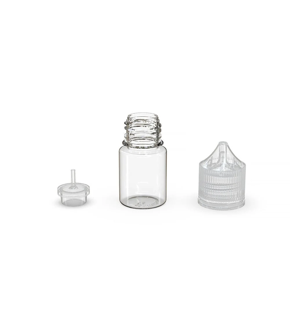 CHUBBY GORILLA | Child Resistant Stubby Unicorn PET Dropper Bottles Clear | 20mL - w/ Clear Lid - 1000 Count - Image 4