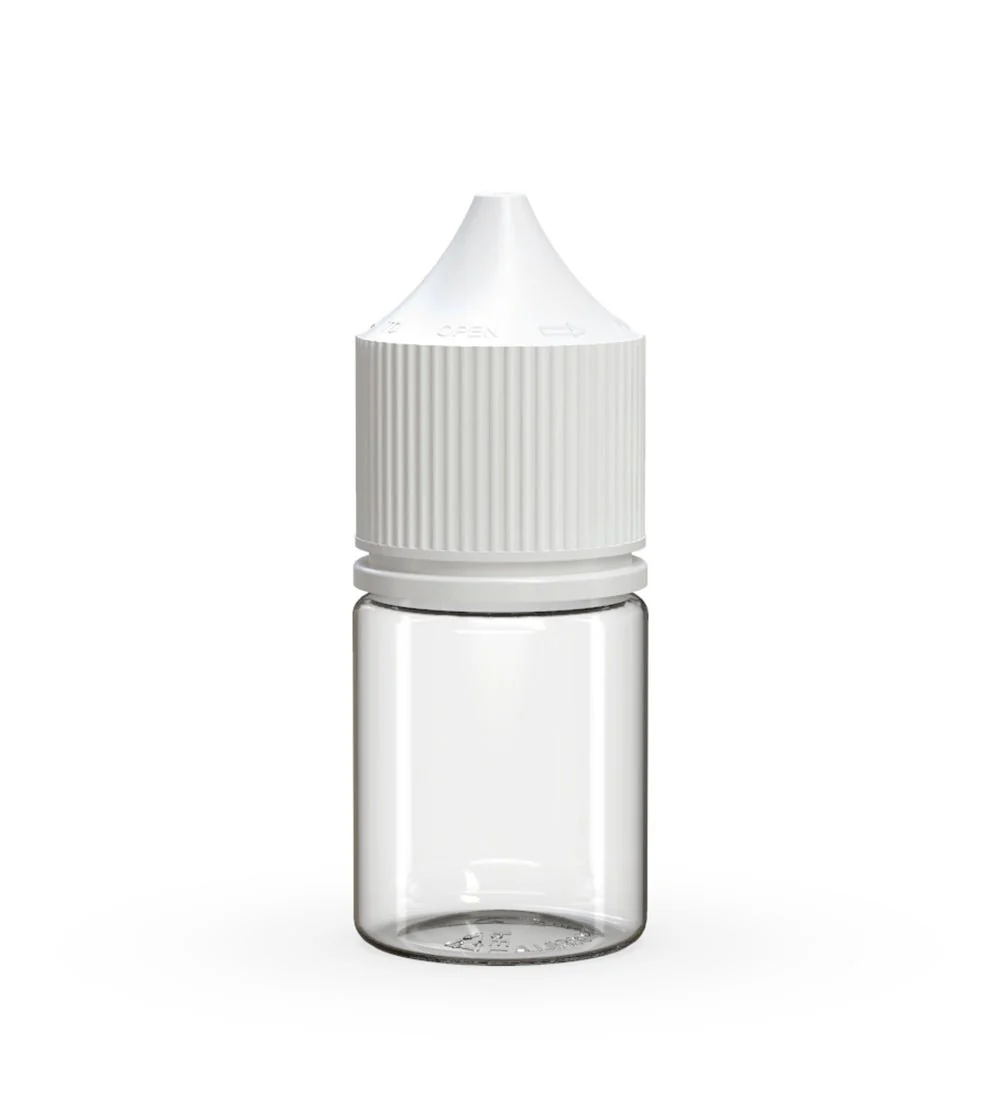 CHUBBY GORILLA | Child Resistant Stubby Unicorn PET Dropper Bottles Clear | 20mL - w/ White Lid - 1000 Count
