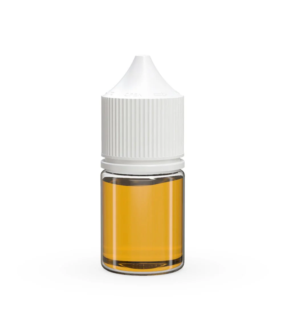 CHUBBY GORILLA Child Resistant Stubby Unicorn PET Dropper Bottles Clear | 20mL - w/ White Lid | Sample - Image 3