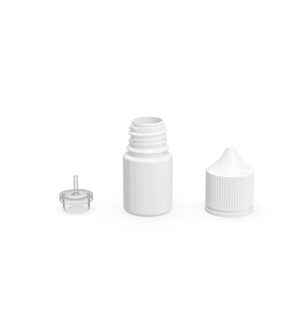 CHUBBY GORILLA | Child Resistant Stubby Unicorn PET Dropper Bottles White | 20mL - w/ White Lid - 1000 Count - Image 3