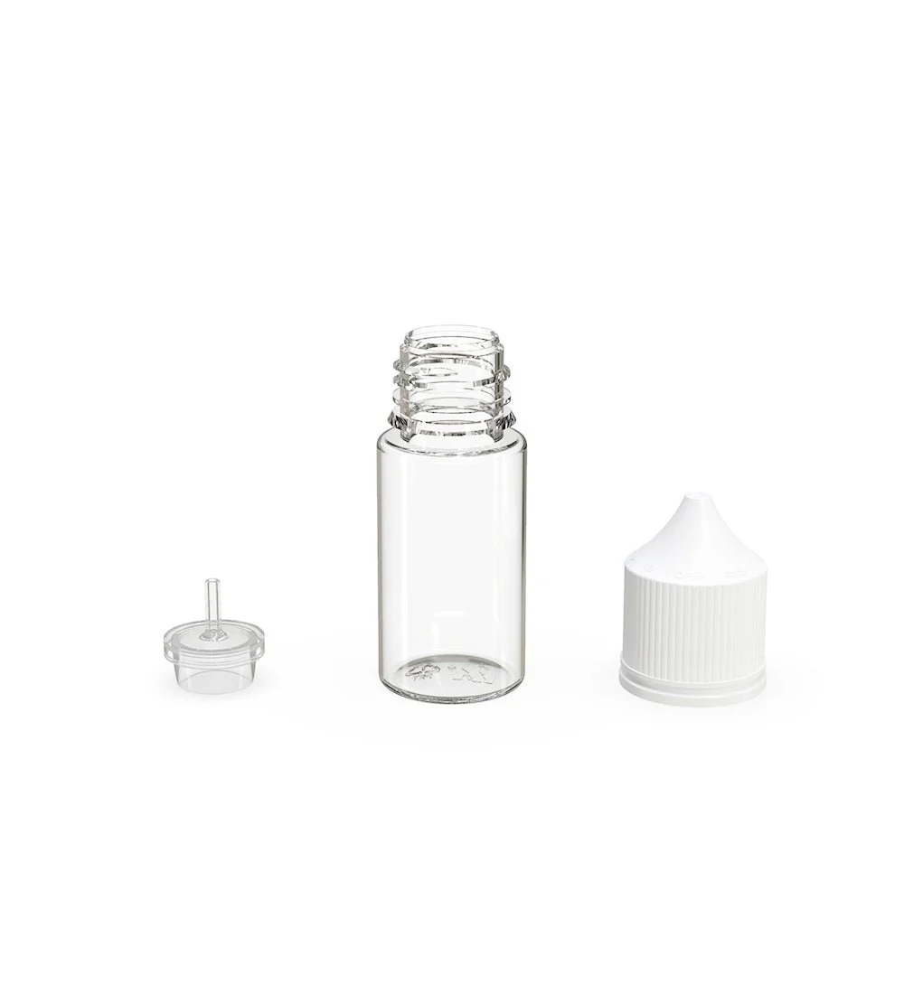 CHUBBY GORILLA | Child Resistant Stubby Unicorn PET Dropper Bottles Clear | 30mL - w/ White Lid - 1000 Count - Image 4