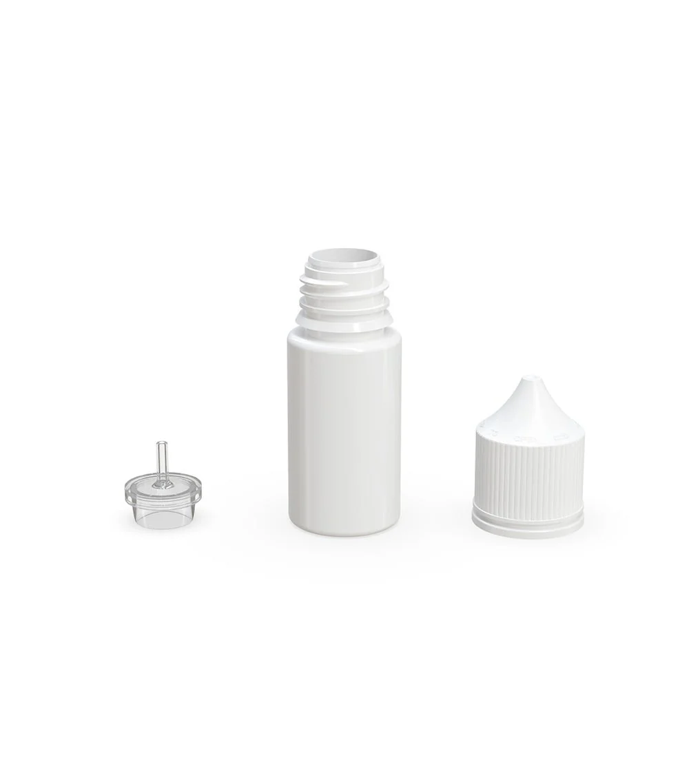 CHUBBY GORILLA | Child Resistant Stubby Unicorn PET Dropper Bottles White | 30mL - w/ White Lid - 1000 Count - Image 3