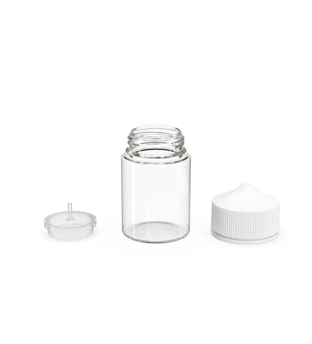 CHUBBY GORILLA | Child Resistant Stubby Unicorn PET Dropper Bottles Clear | 60mL - w/ White Lid - 500 Count - Image 4