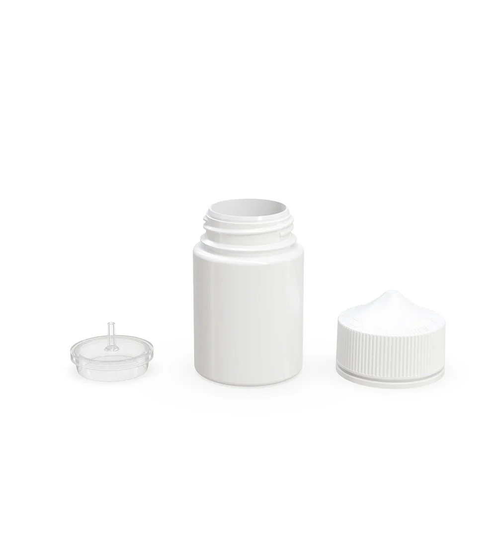 CHUBBY GORILLA | Child Resistant Stubby Unicorn PET Dropper Bottles White | 60mL - w/ White Lid - 500 Count - Image 3