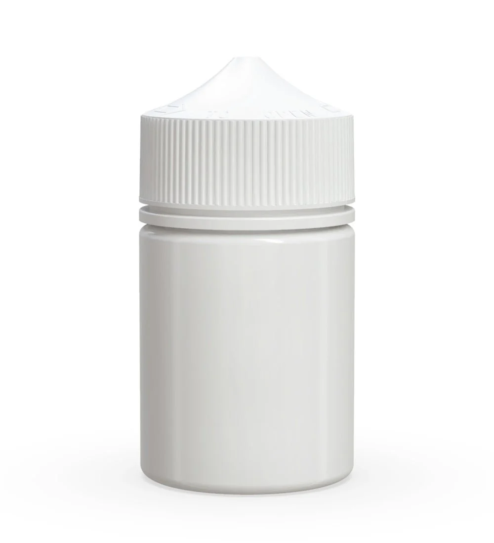 CHUBBY GORILLA Child Resistant Stubby Unicorn PET Dropper Bottles White | 60mL - w/ White Lid | Sample