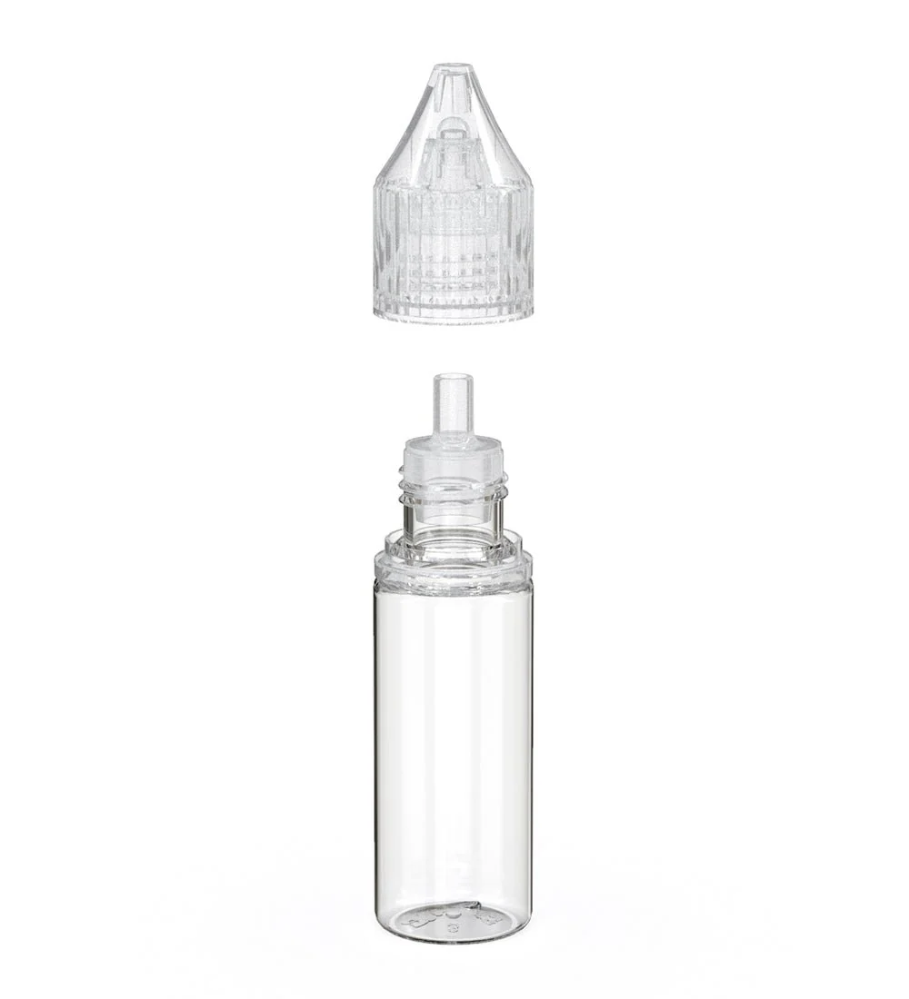 CHUBBY GORILLA | Child Resistant Unicorn V3 PET Dropper Bottles Clear | 15mL - w/ Clear Reducer - 1000 Count - Image 2