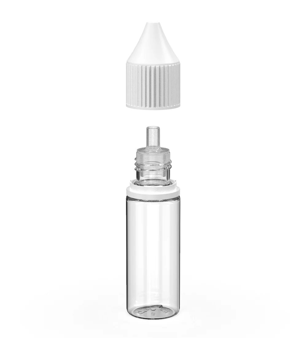 CHUBBY GORILLA | Child Resistant Unicorn V3 PET Dropper Bottles Clear | 15mL - w/ White Reducer - 1000 Count - Image 2