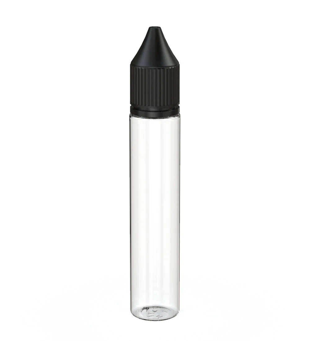 CHUBBY GORILLA | Child Resistant Unicorn V3 PET Dropper Bottles Clear | 30mL - w/ Black Reducer - 1000 Count