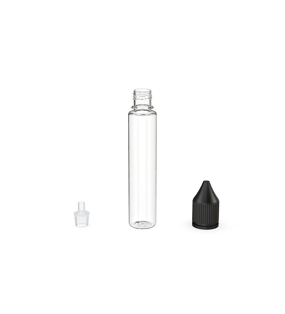 CHUBBY GORILLA | Child Resistant Unicorn V3 PET Dropper Bottles Clear | 30mL - w/ Black Reducer - 1000 Count - Image 3