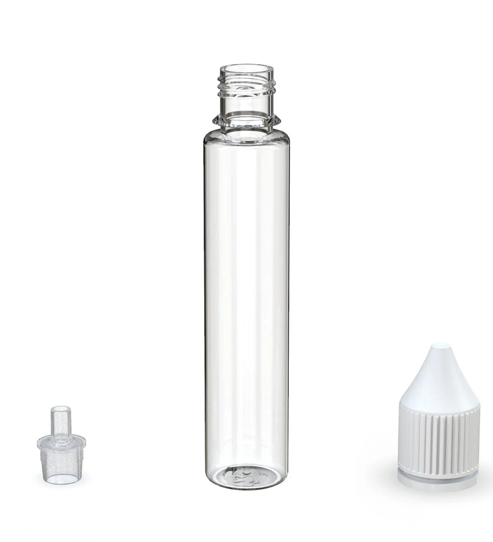 CHUBBY GORILLA | Child Resistant Unicorn V3 PET Dropper Bottles Clear | 30mL - w/ White Reducer - 1000 Count - Image 3