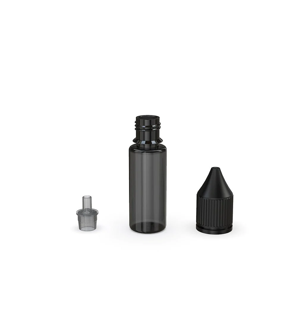 CHUBBY GORILLA | Child Resistant Unicorn V3 PET Dropper Bottles Transparent Black | 15mL - w/ Black Reducer - 1000 Count - Image 3
