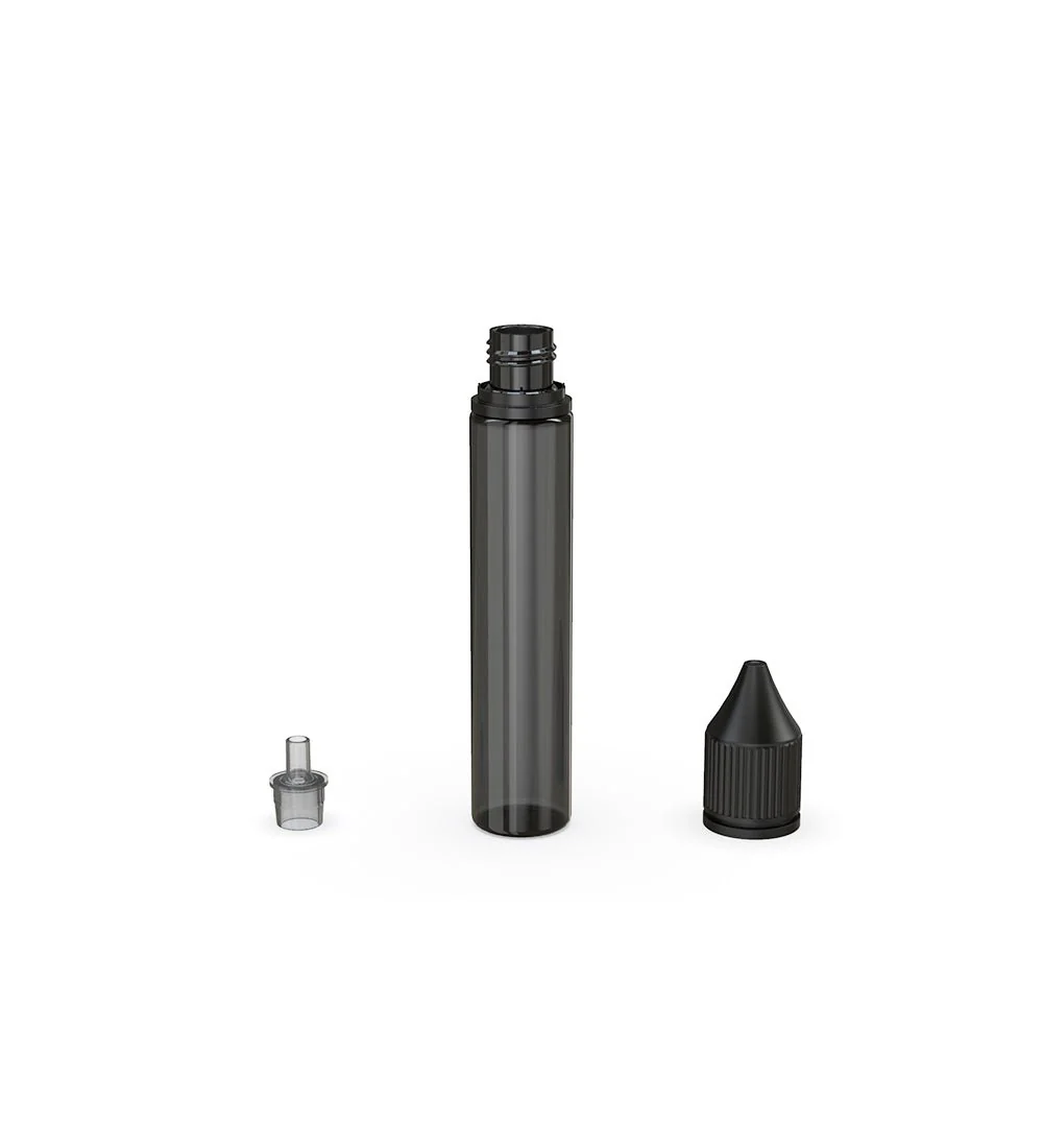 CHUBBY GORILLA | Child Resistant Unicorn V3 PET Dropper Bottles Transparent Black | 30mL - w/ Black Reducer - 1000 Count - Image 3