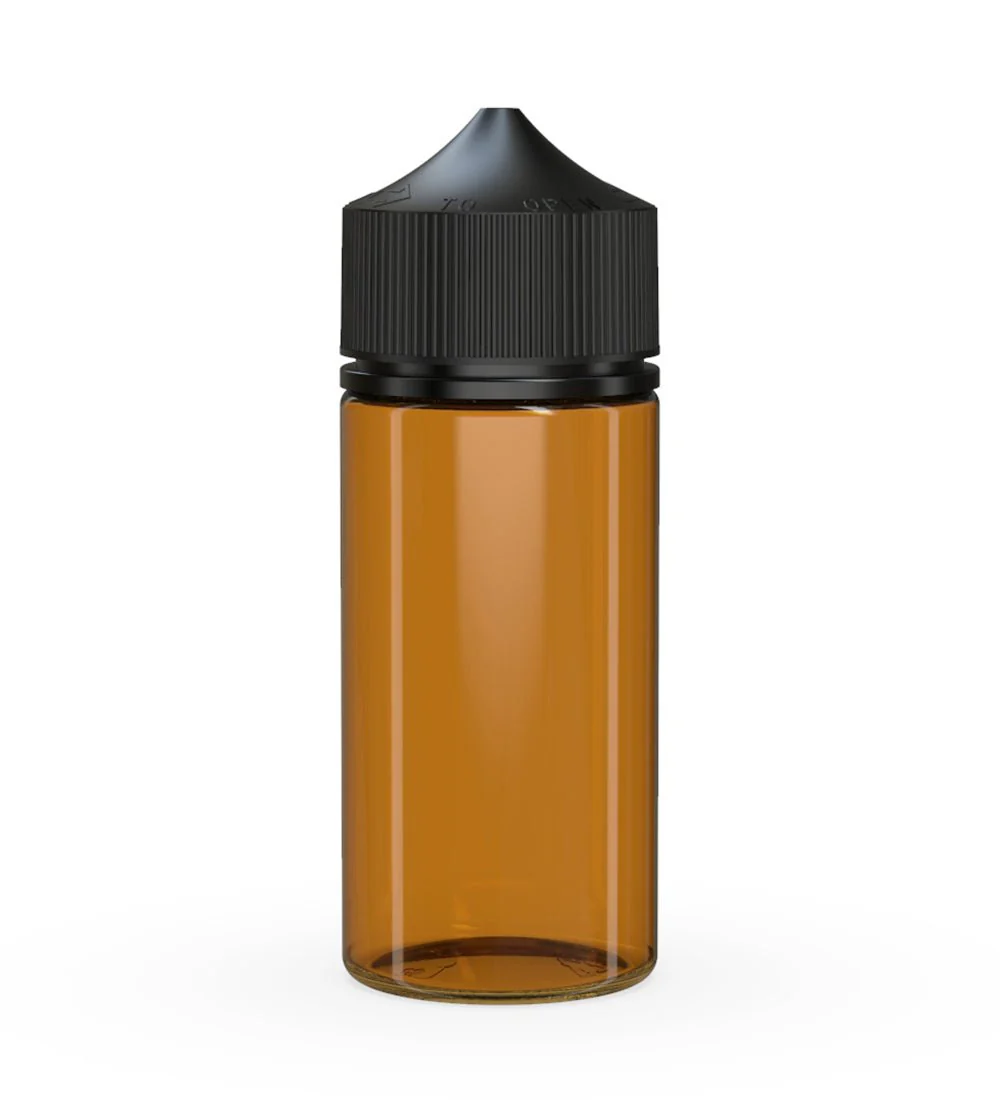 CHUBBY GORILLA | Child Resistant Unicorn V3 PET Dropper Bottles Amber | 100mL - w/ Black Lid - 400 Count