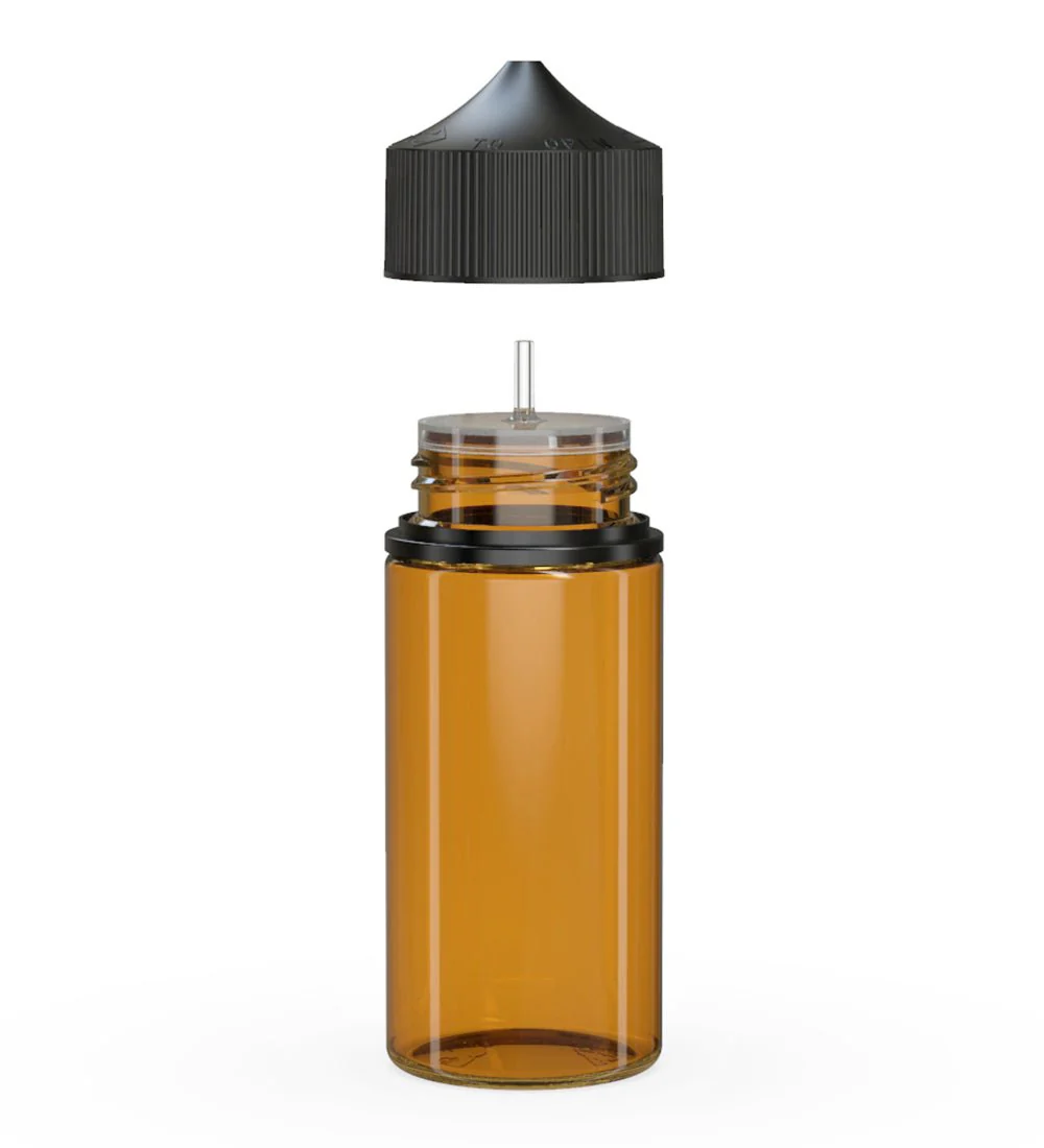 CHUBBY GORILLA | Child Resistant Unicorn V3 PET Dropper Bottles Amber | 100mL - w/ Black Lid - 400 Count - Image 2