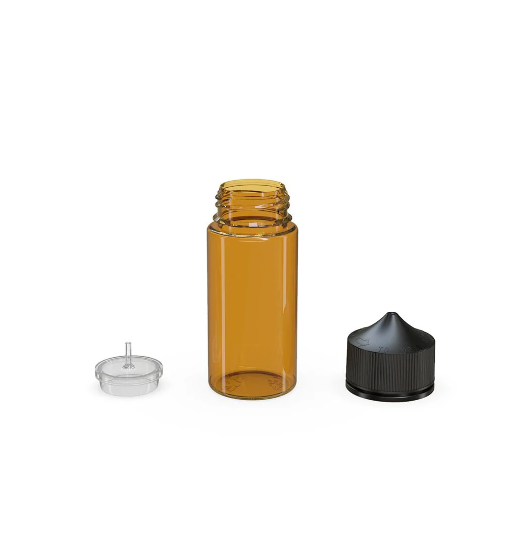 CHUBBY GORILLA | Child Resistant Unicorn V3 PET Dropper Bottles Amber | 100mL - w/ Black Lid - 400 Count - Image 4