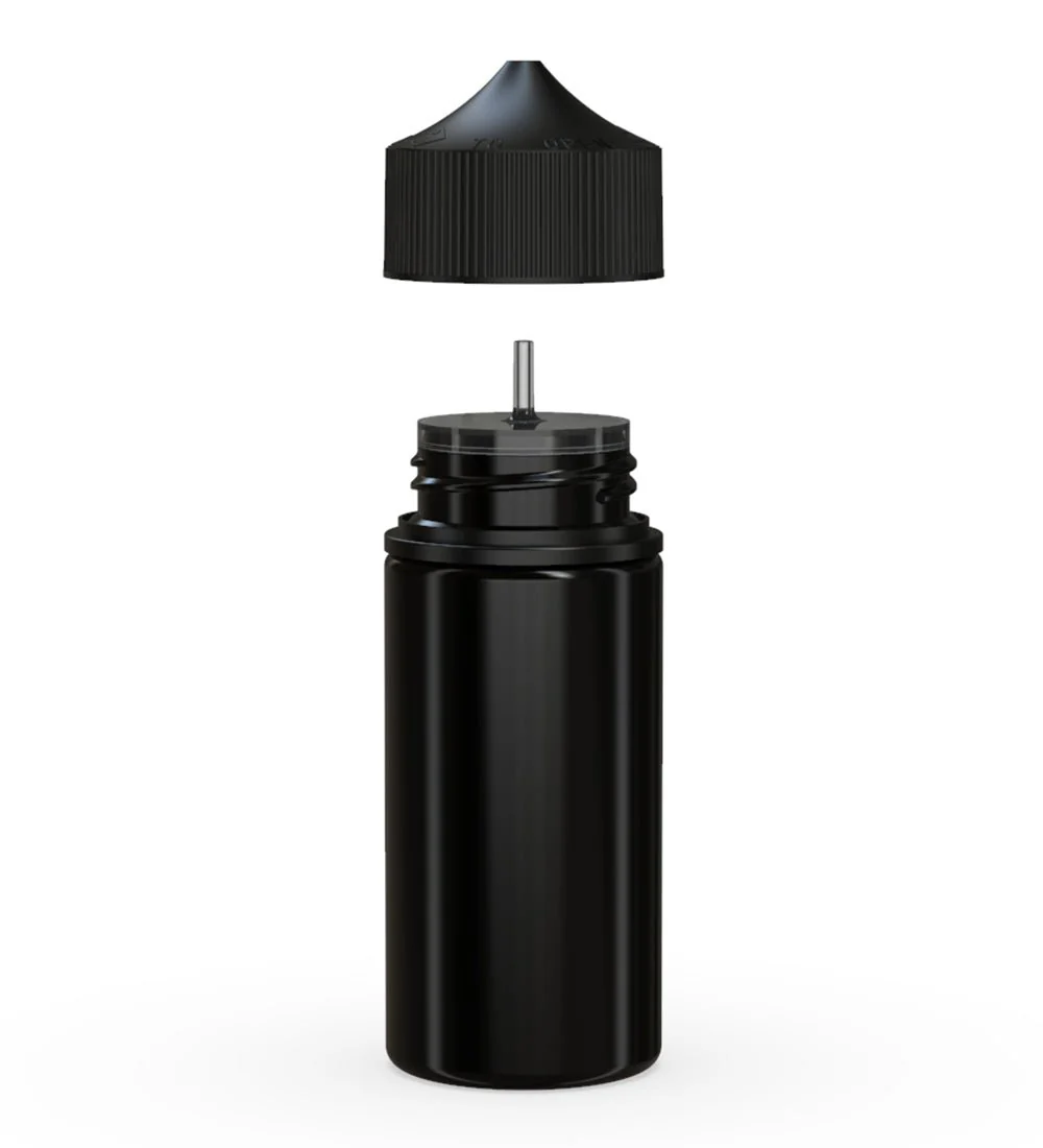 CHUBBY GORILLA | Child Resistant Unicorn V3 PET Dropper Bottles Black | 100mL - w/ Black Lid - 400 Count - Image 2