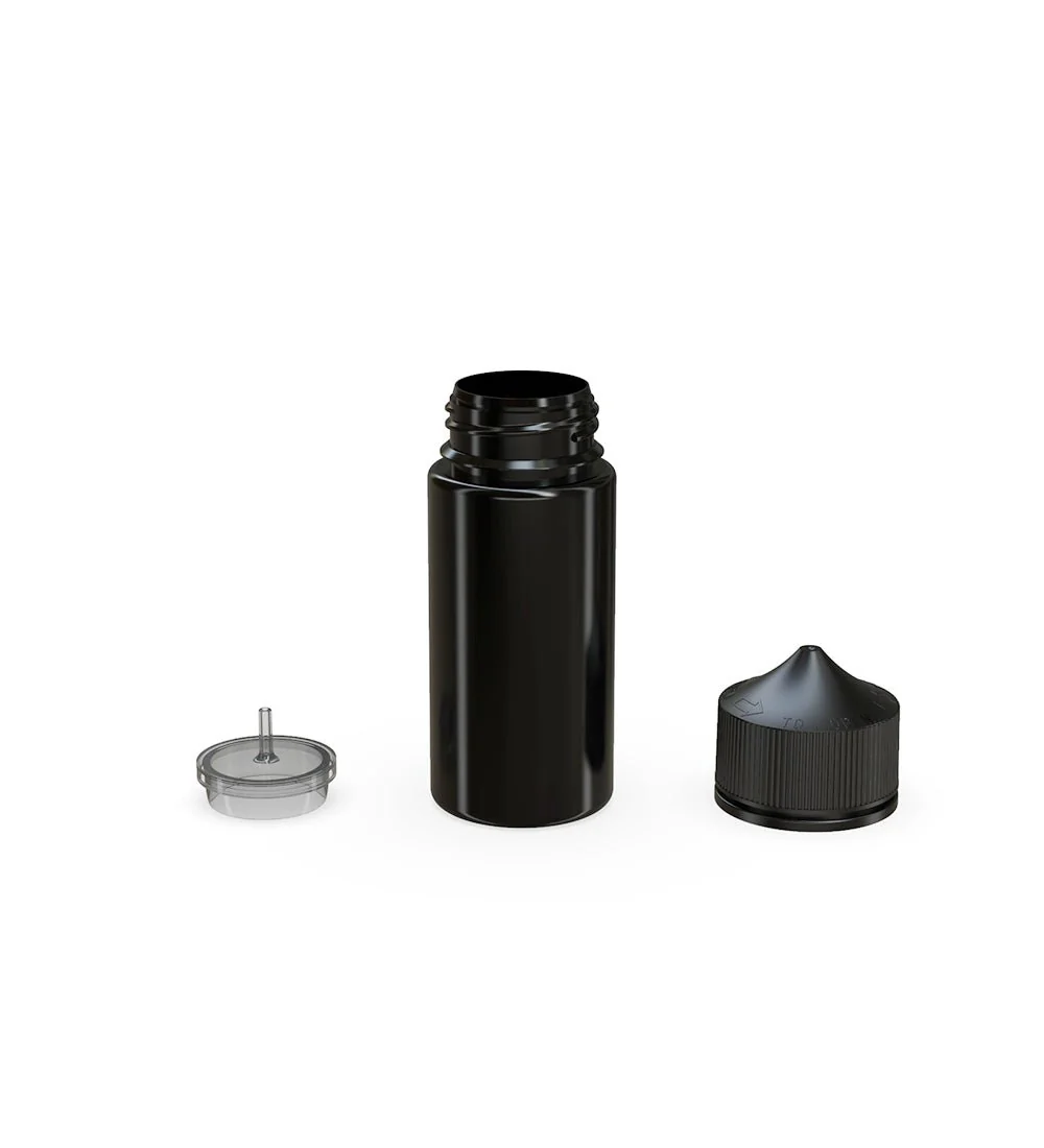 CHUBBY GORILLA | Child Resistant Unicorn V3 PET Dropper Bottles Black | 100mL - w/ Black Lid - 400 Count - Image 3