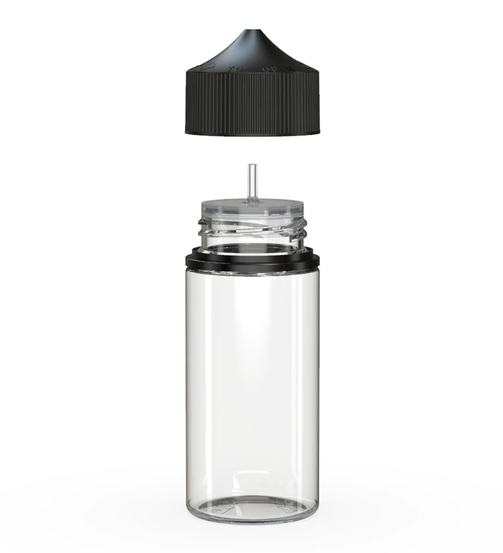 CHUBBY GORILLA | Child Resistant Unicorn V3 PET Dropper Bottles Clear | 100mL - w/ Black Lid - 400 Count - Image 2