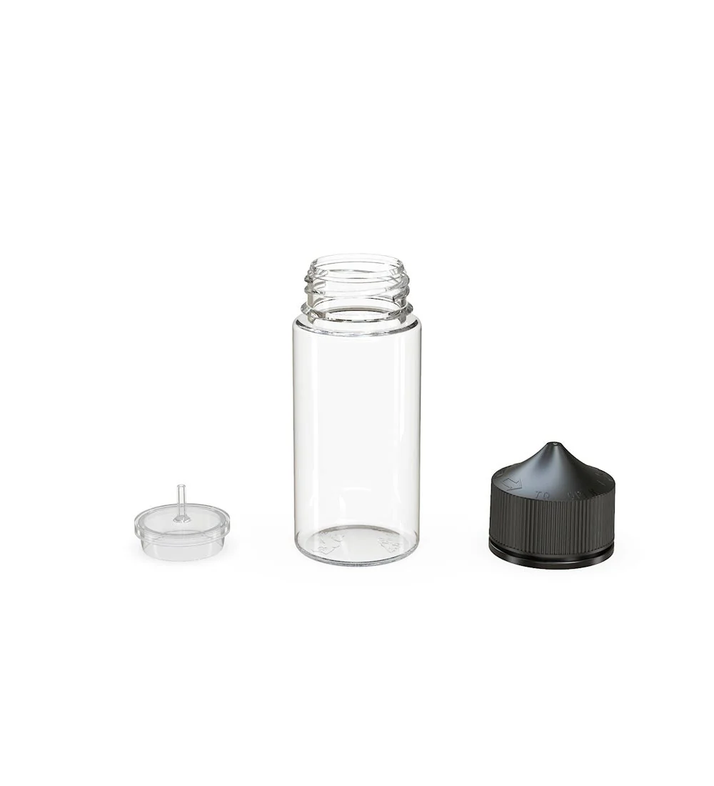 CHUBBY GORILLA | Child Resistant Unicorn V3 PET Dropper Bottles Clear | 100mL - w/ Black Lid - 400 Count - Image 4