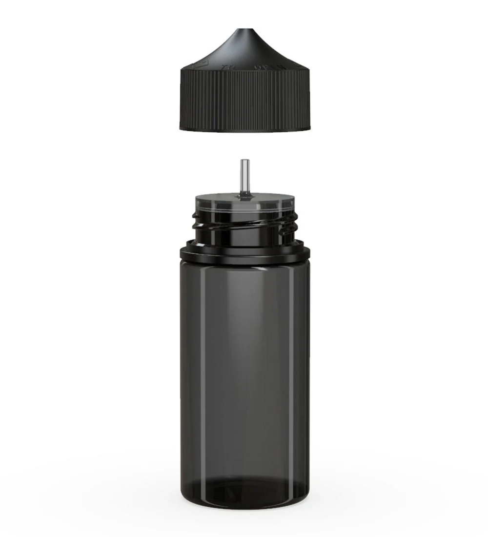 CHUBBY GORILLA | Child Resistant Unicorn V3 PET Dropper Bottles Transparent Black | 100mL - w/ Black Lid - 400 Count - Image 2