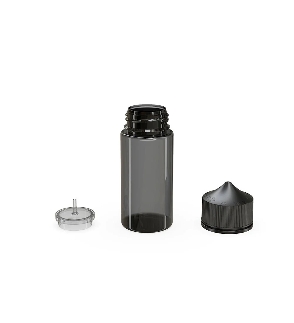 CHUBBY GORILLA | Child Resistant Unicorn V3 PET Dropper Bottles Transparent Black | 100mL - w/ Black Lid - 400 Count - Image 4