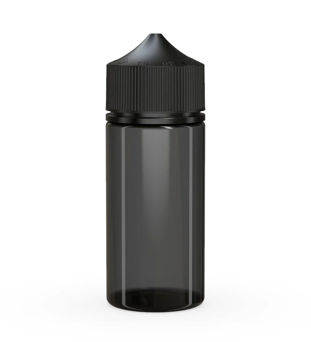CHUBBY GORILLA Child Resistant Unicorn V3 PET Dropper Bottles Transparent Black | 100mL - w/ Black Lid | Sample